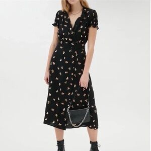 Urban Outfitters Black Floral Midi Dress S